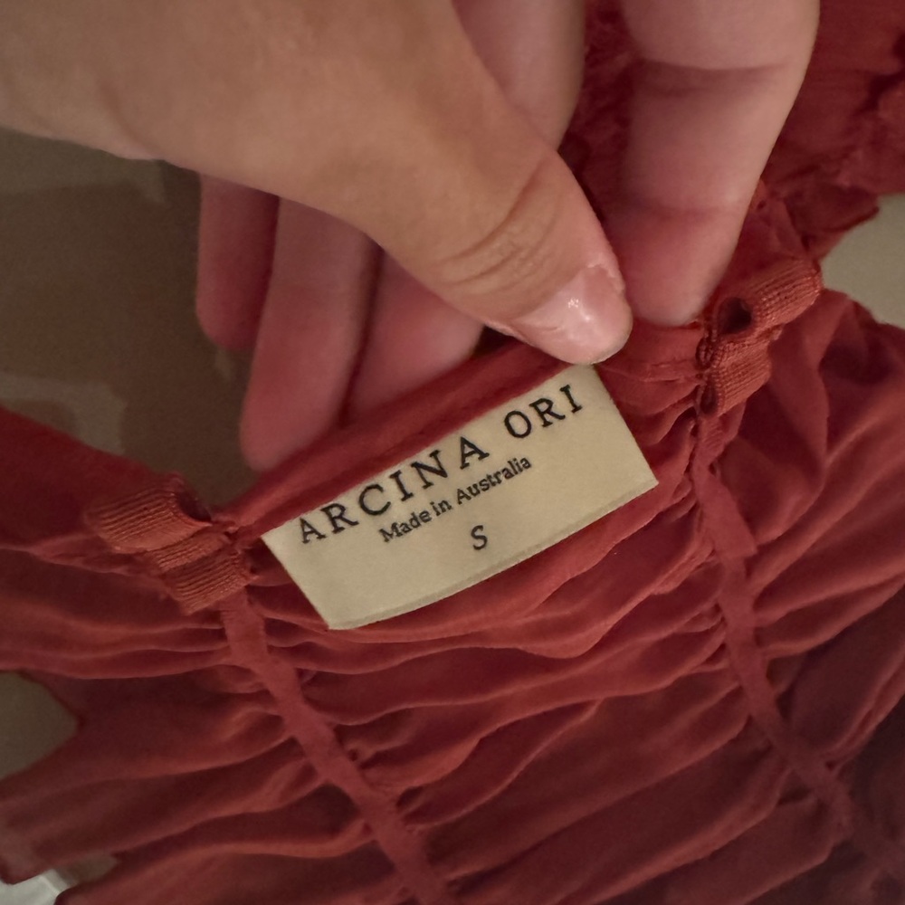Women's Halter Neck Ruffled Top - Rust - Picture 4 of 7
